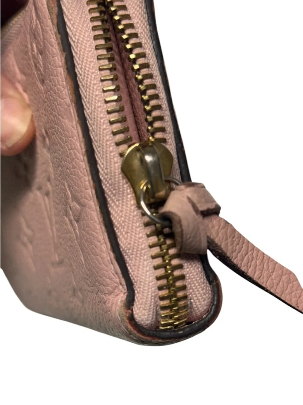 LOUIS VUITTON Rose Ballerine Monogram Empreinte Leather Clemence Long zip wallet
